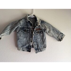 Youth Child Size 18 Month Vtg 1980s Lee Acid Wash stone Denim Jean Jacket